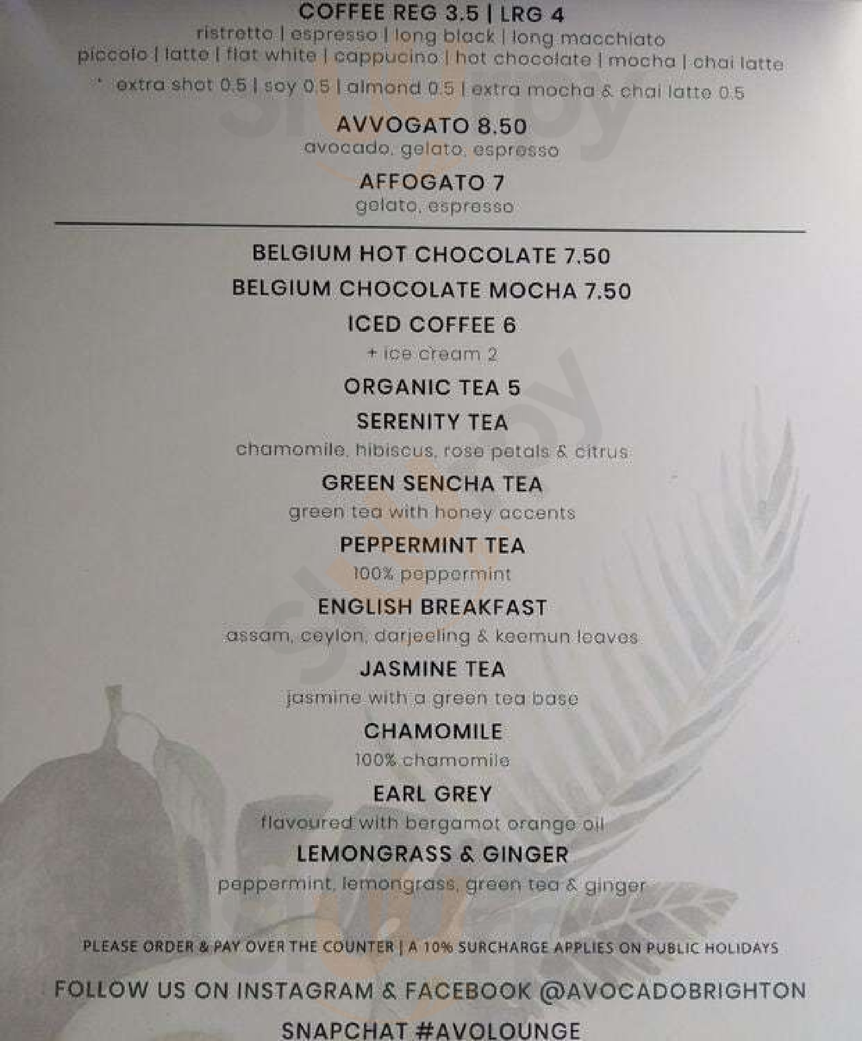 Avocado Lounge menù, Brighton le Sands Main Menu Sluurpy