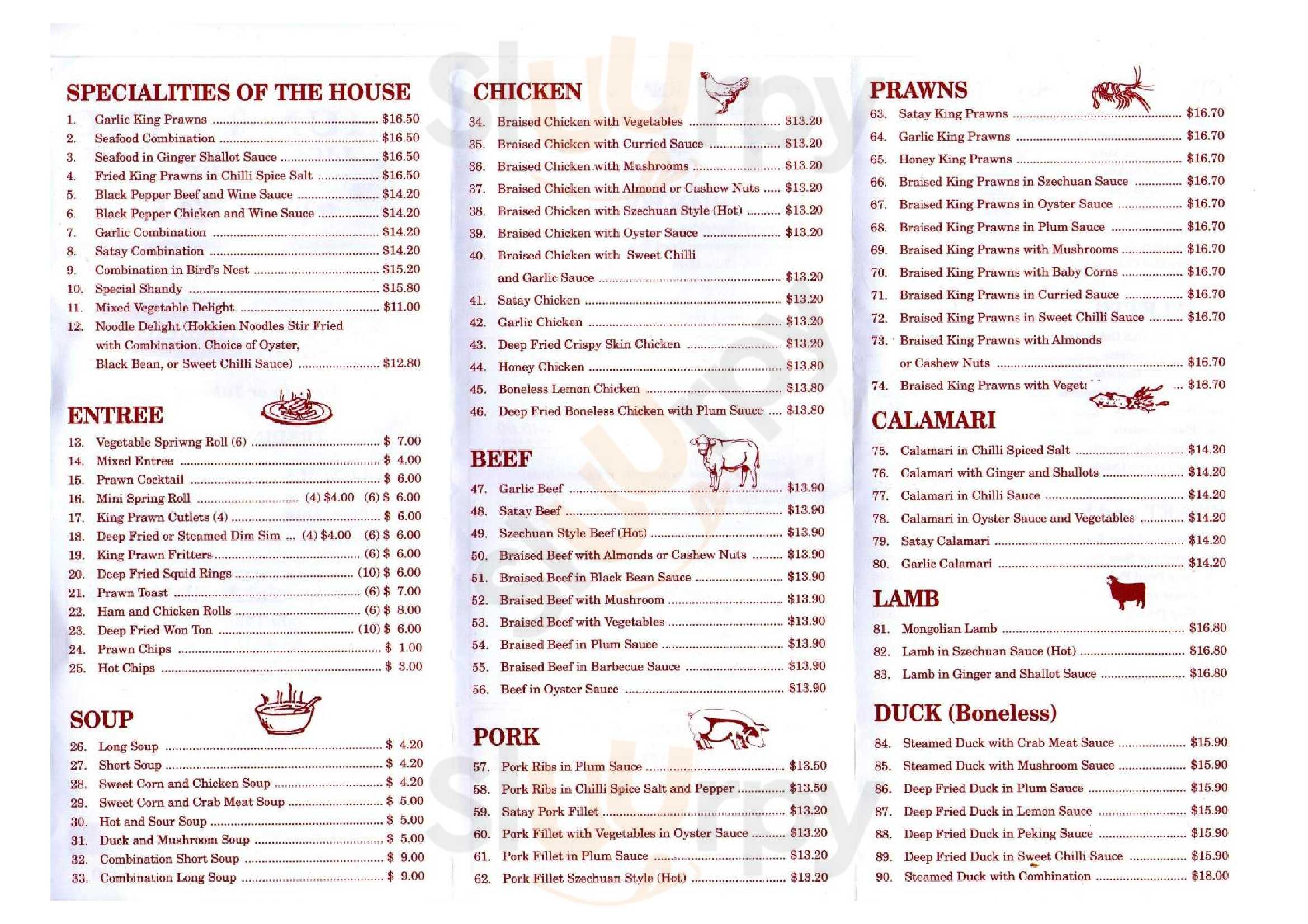 Chung Hing Licensed Chinese Restaurant menù, Warwick Main Menu Sluurpy