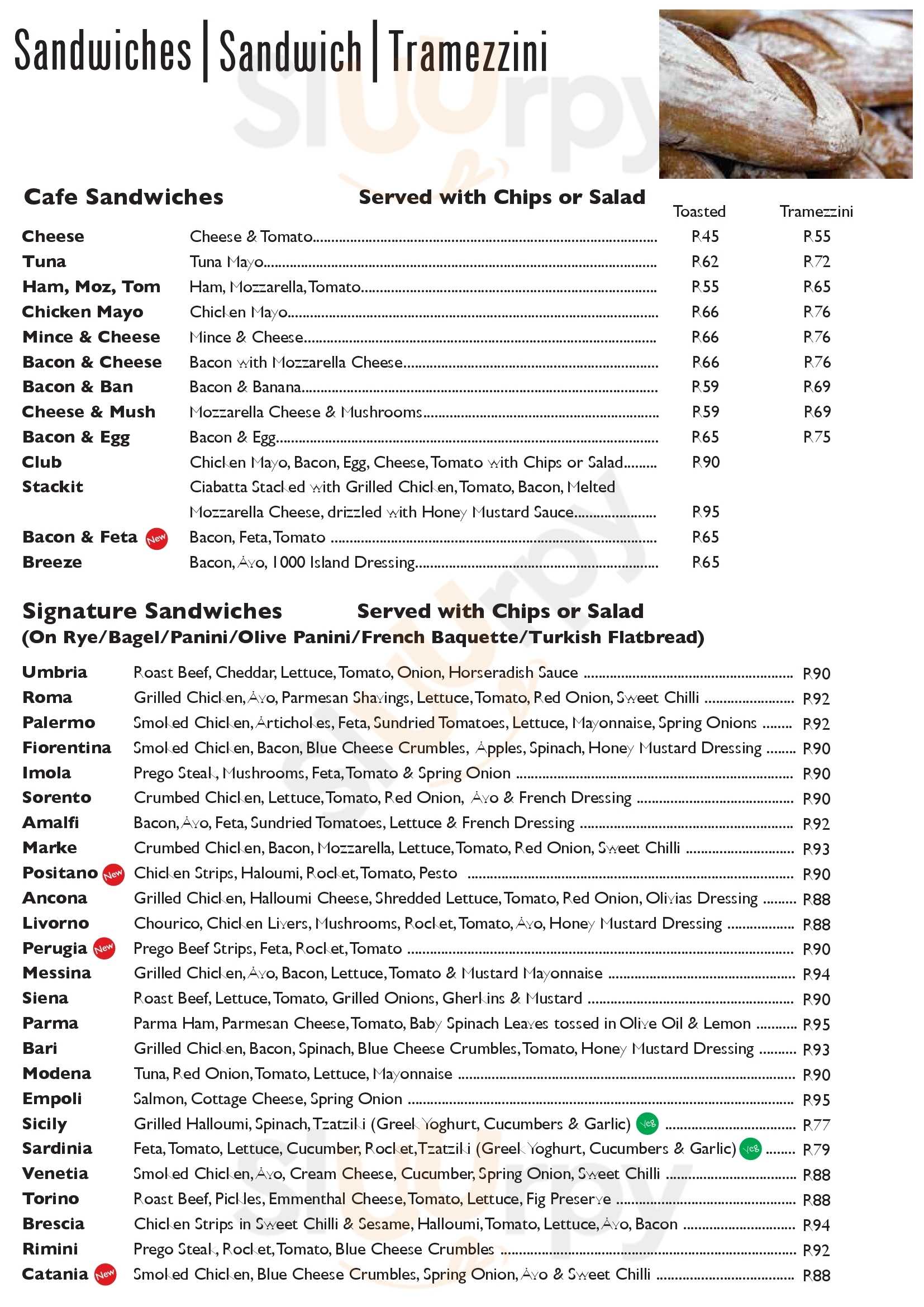 Olivia's Coffee Bake menù, Johannesburg Main Menu Sluurpy