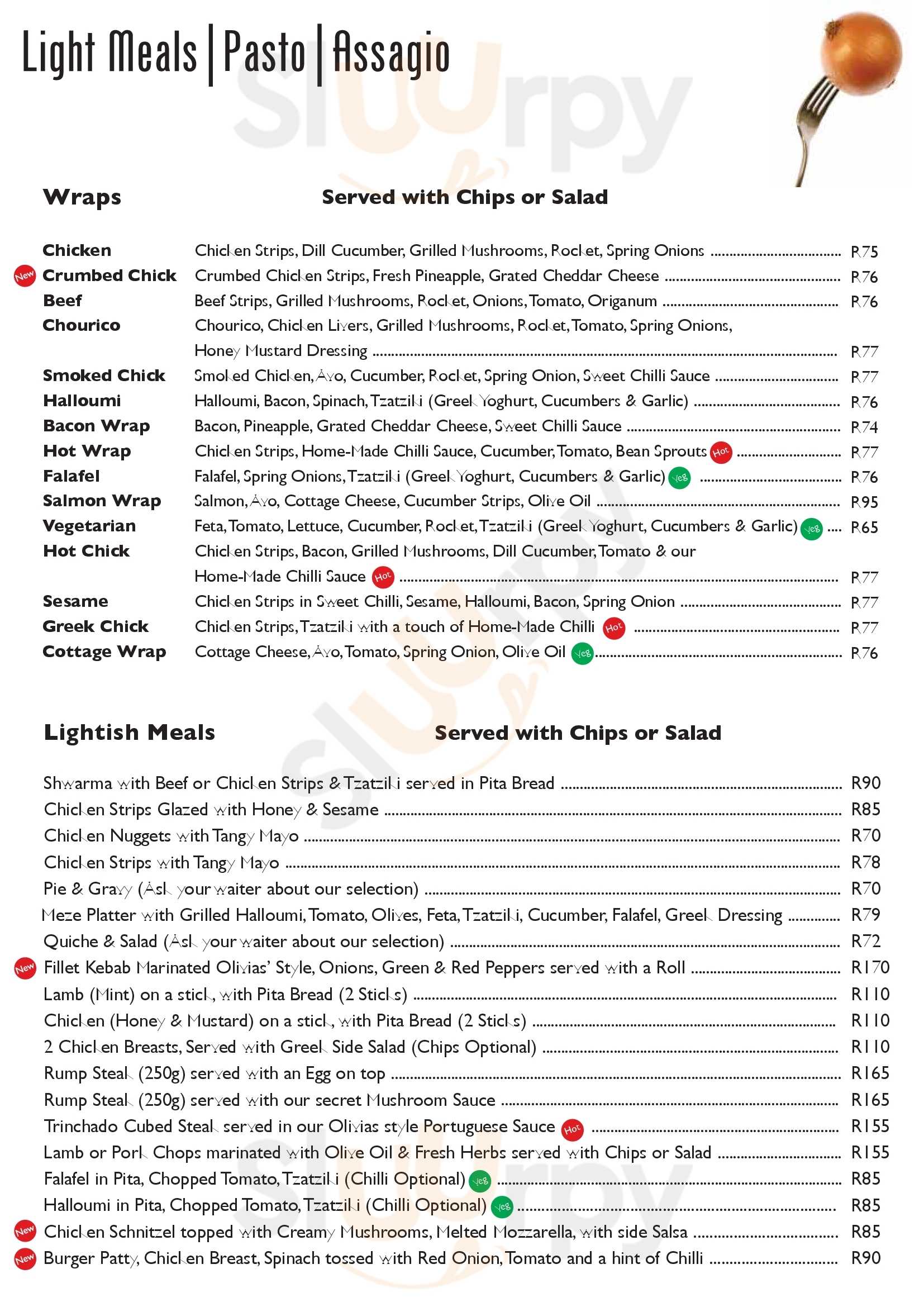 Olivia's Coffee Bake menù, Johannesburg Main Menu Sluurpy