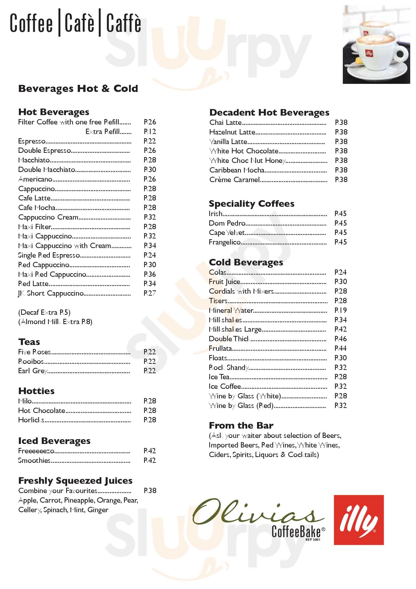 Olivia's Coffee Bake menù, Johannesburg Main Menu Sluurpy