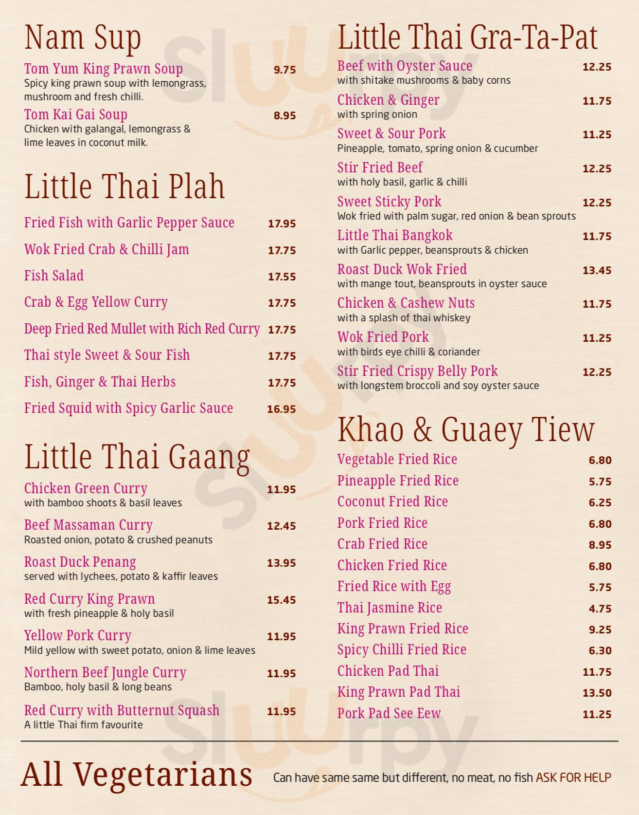 Little Thai Restaurant menù, Jersey Main Menu Sluurpy