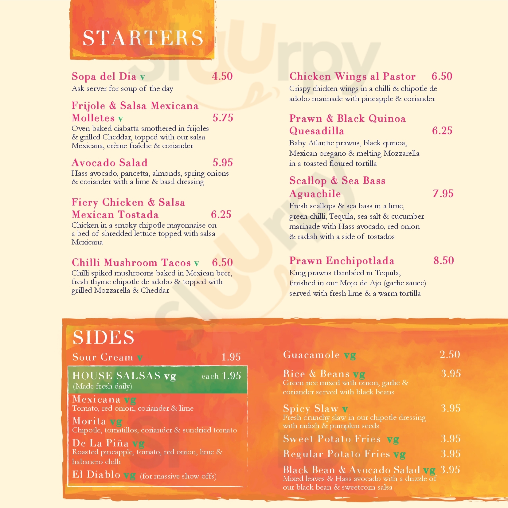 La Hacienda menù, Jersey Main Menu Sluurpy