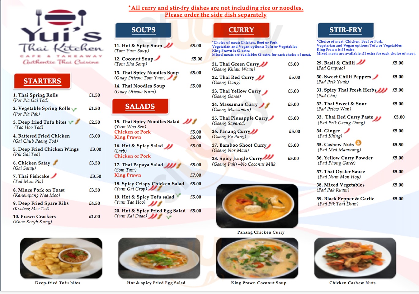 Yui's Thai Kitchen menù, Burnley Main Menu Sluurpy