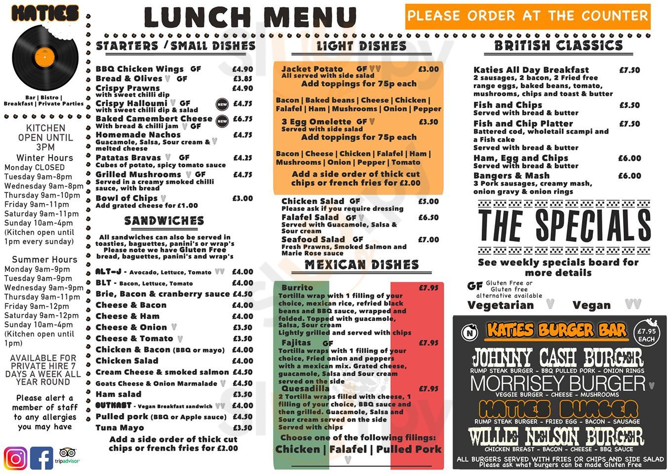 Katies Vinyl Bar & Kitchen menù, Gosport Main Menu Sluurpy
