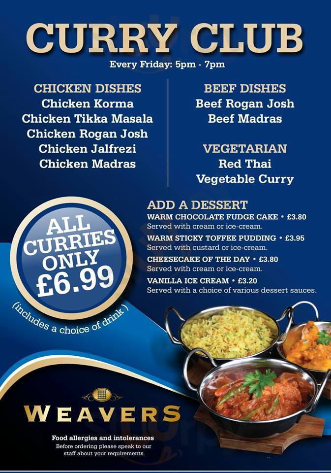 Weavers menù, Kirkcaldy Main Menu Sluurpy