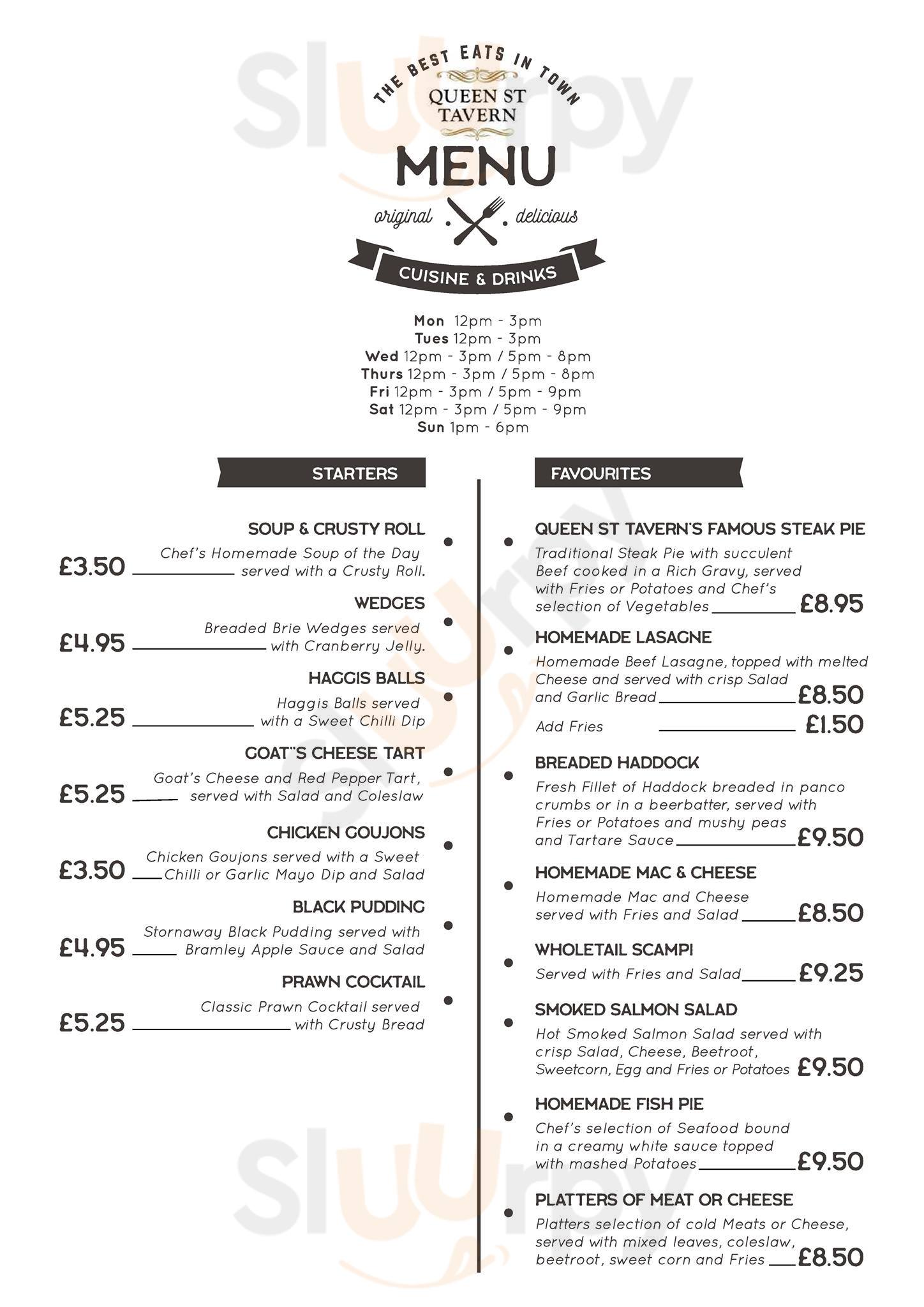 Queen Street Tavern menù, Forfar Main Menu Sluurpy