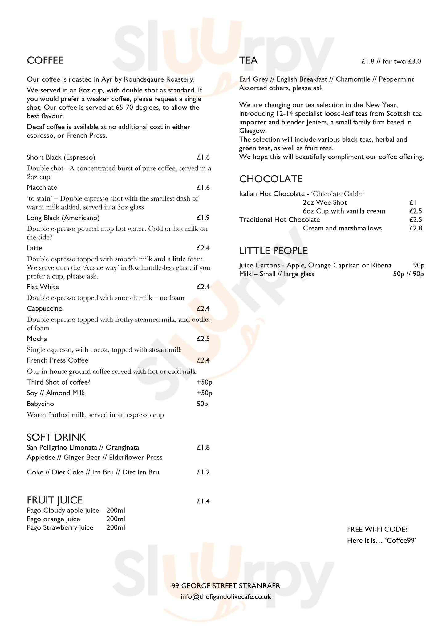 Fig & Olive menù, Stranraer Main Menu Sluurpy