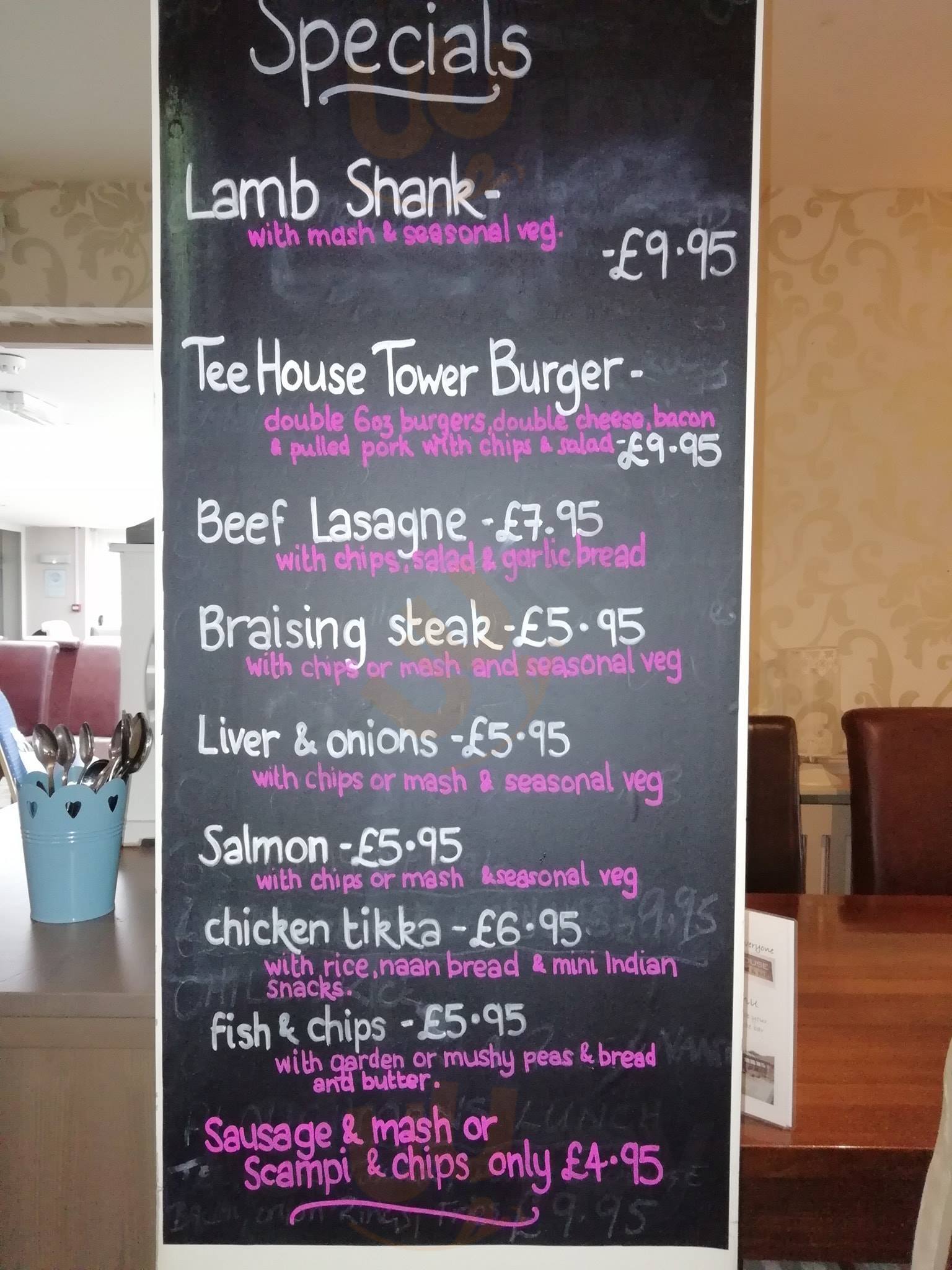 The Tee House Bar & Restaurant menù, Hucknall Main Menu Sluurpy