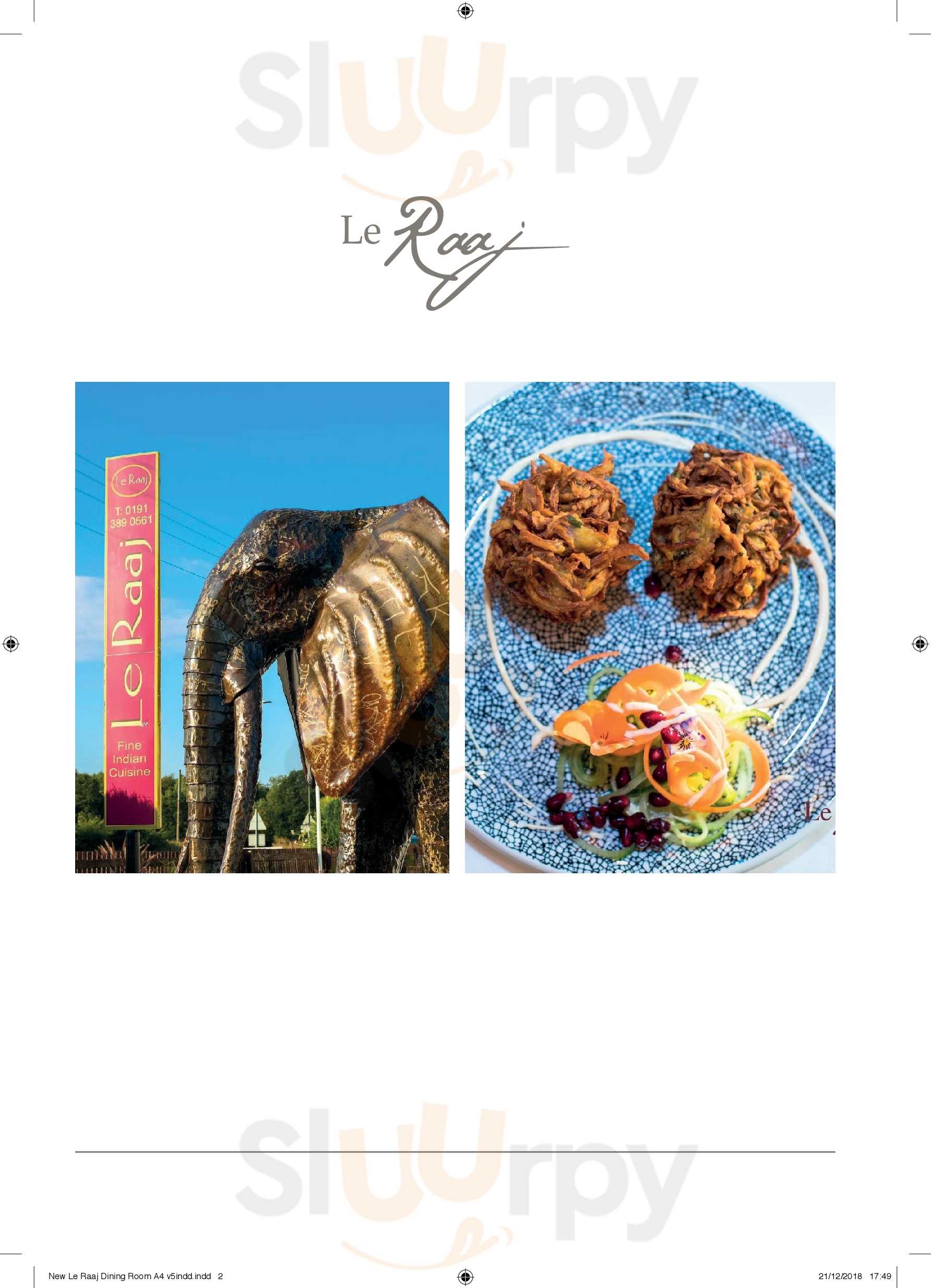 Le Raaj menù, Sedgefield Main Menu Sluurpy