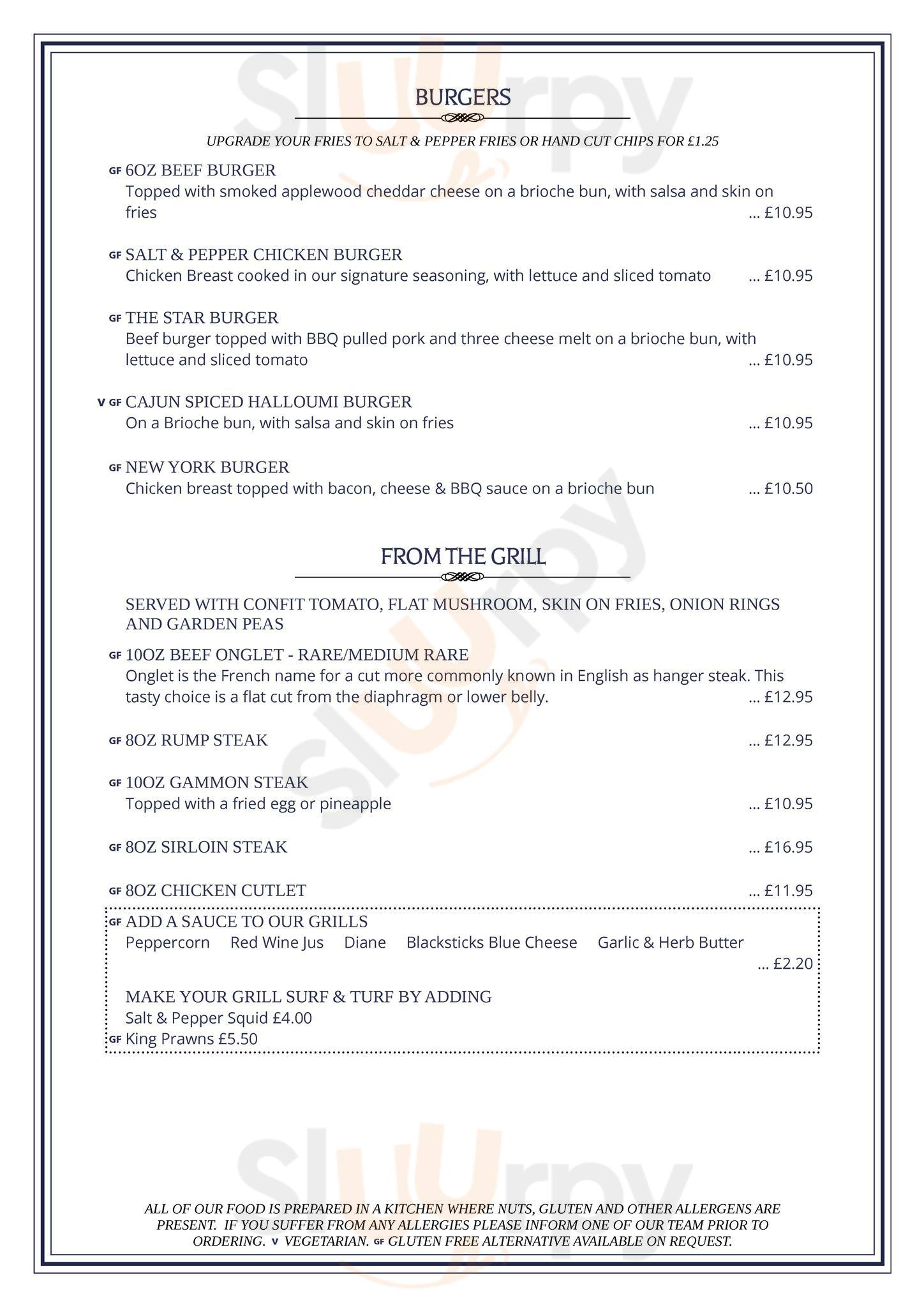 The Morning Star menù, Shaw Main Menu Sluurpy