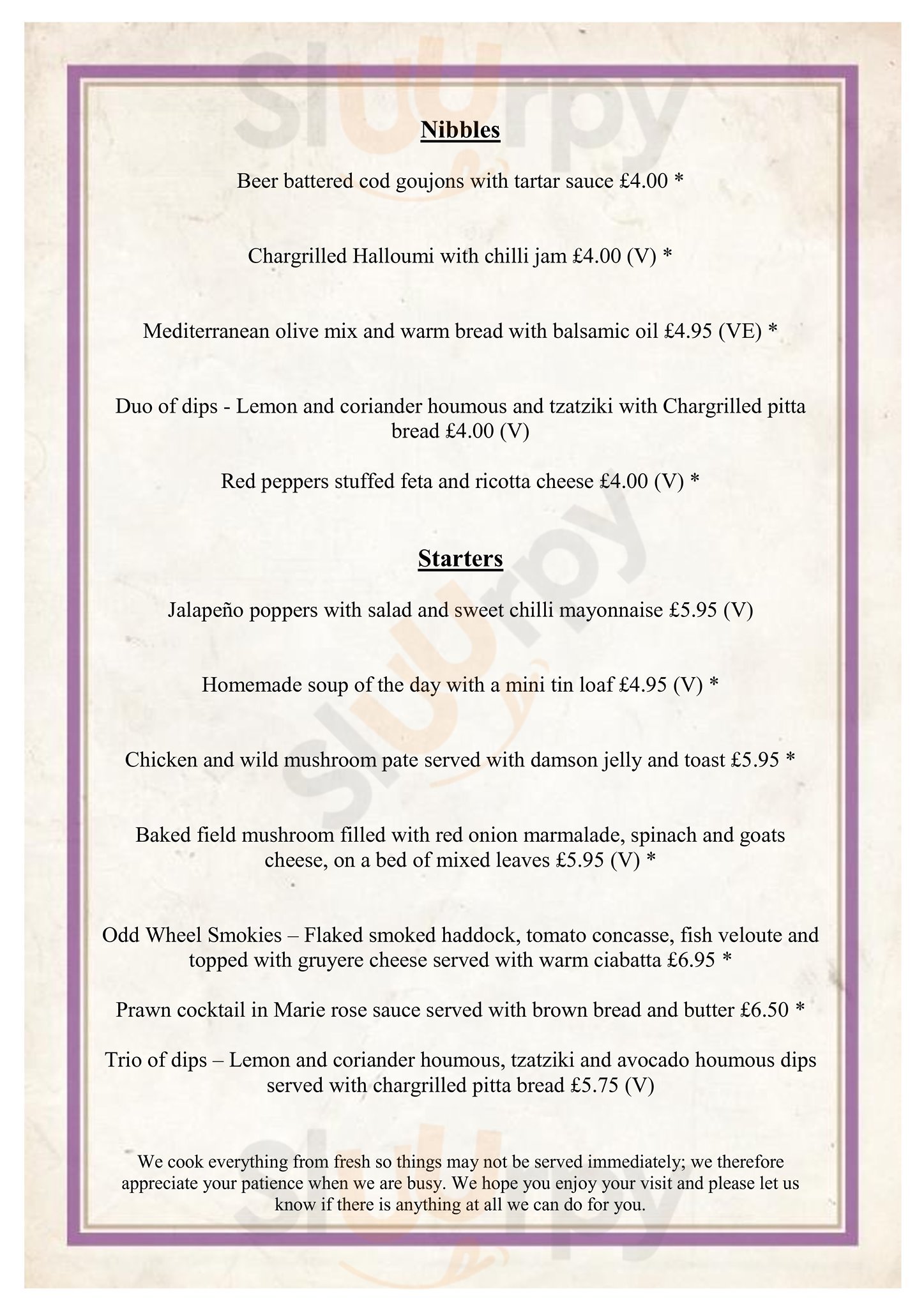 The Odd Wheel menù, Wembury Main Menu Sluurpy