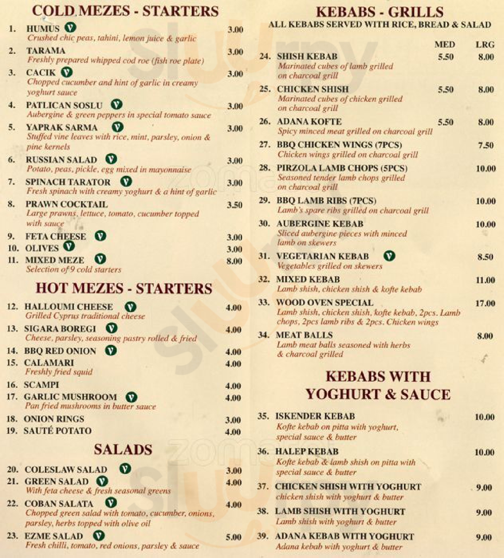 Wood Oven Kitchen menù, London Main Menu Sluurpy