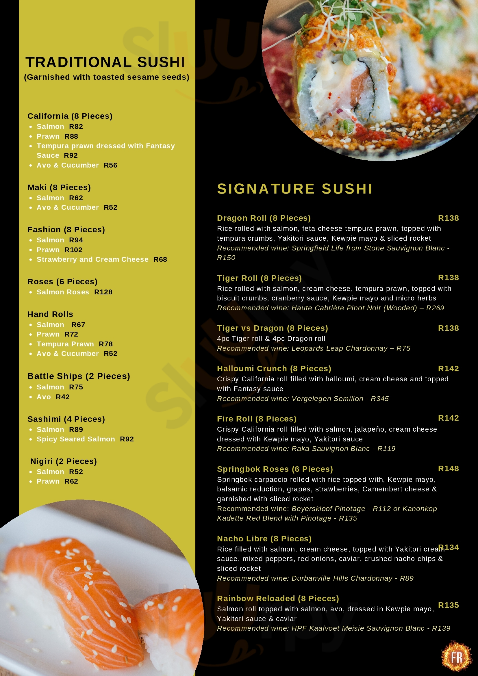 Fireroom menù, Bedfordview Main Menu Sluurpy