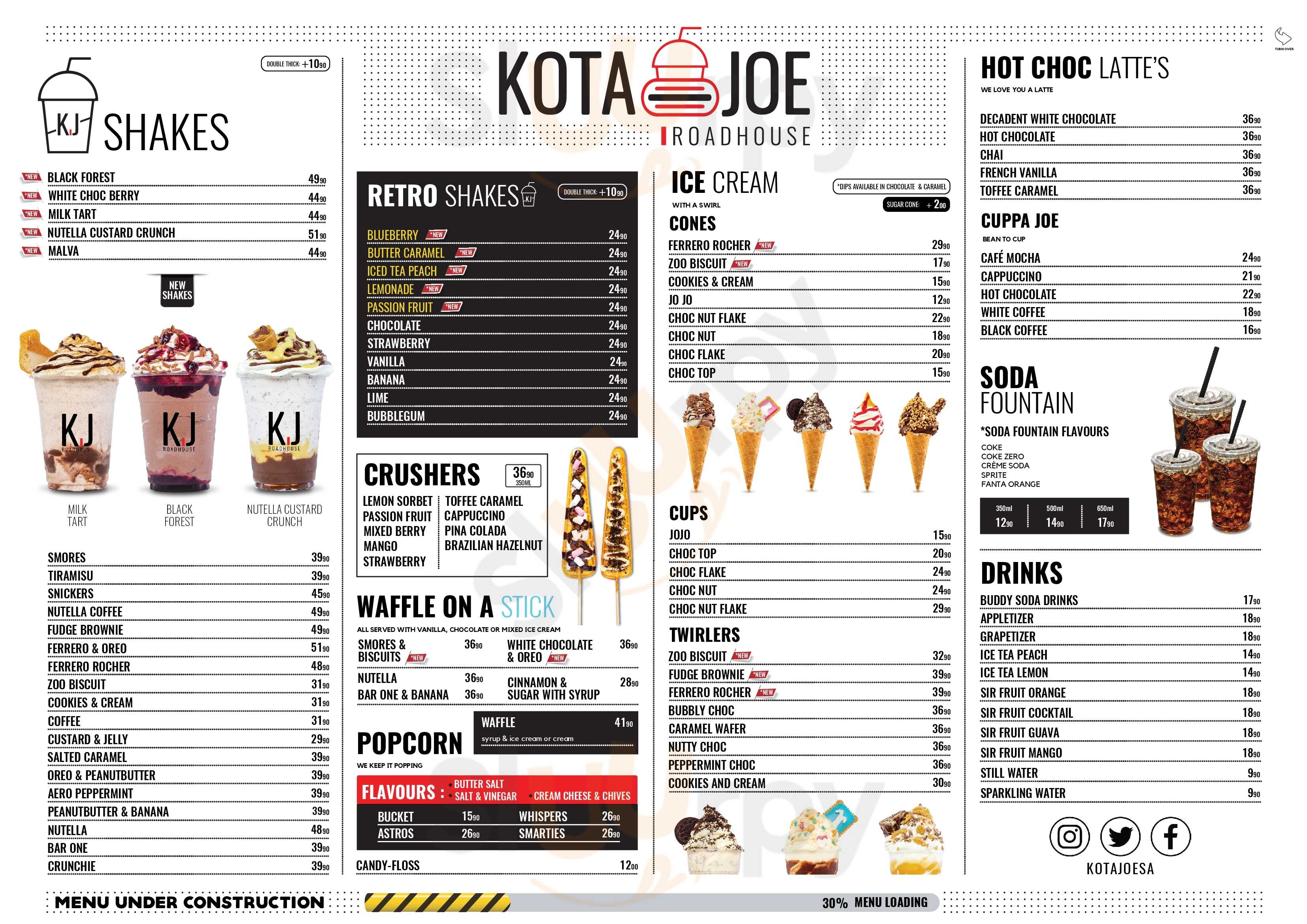 Kota Joe menù, Edenvale Main Menu Sluurpy