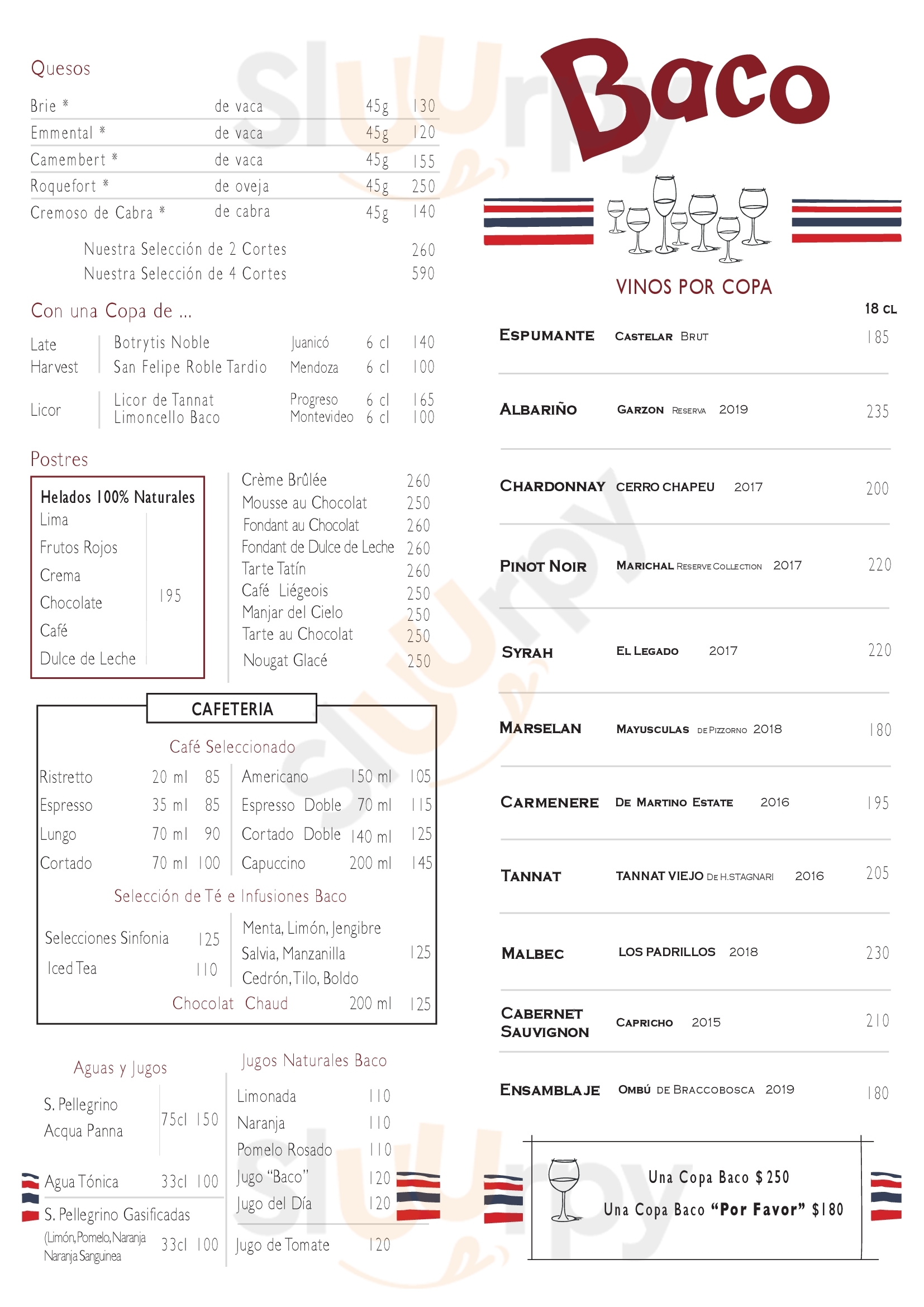 Baco Vino Y Bistró menù, Montevideo Main Menu Sluurpy