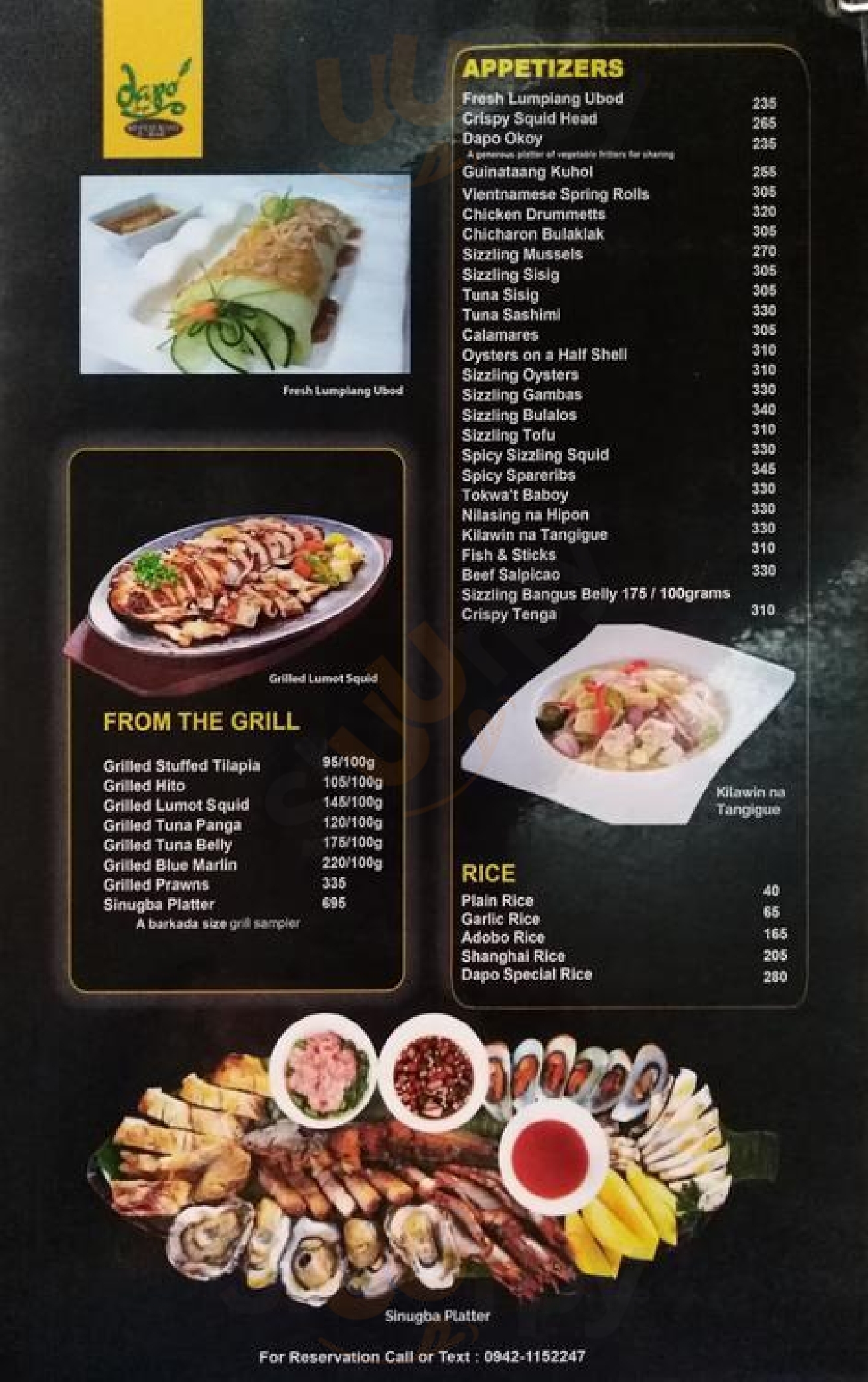 Dapo Restaurant And Bar menù, Quezon City Main Menu Sluurpy