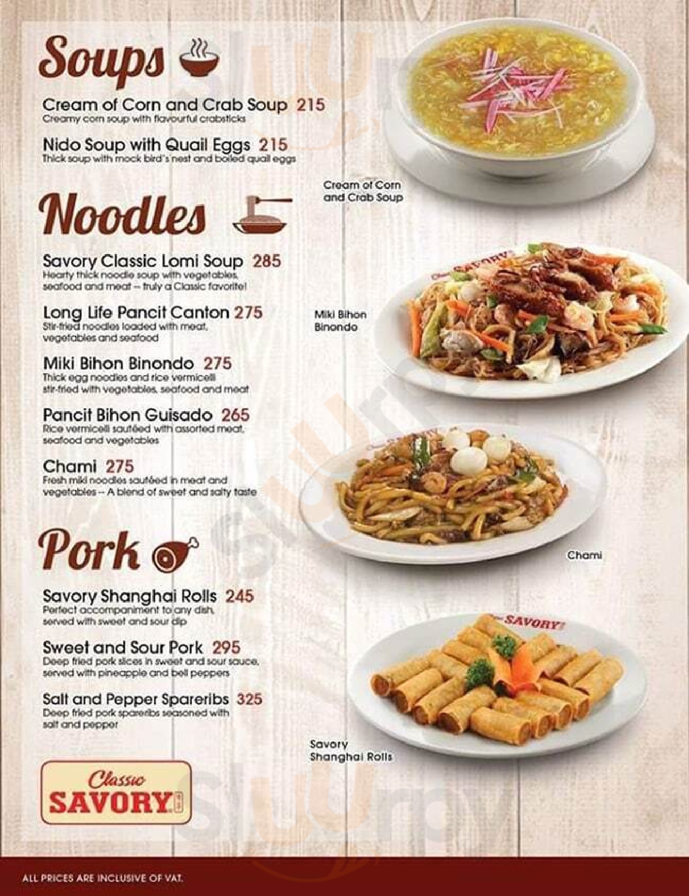 Classic Savory menù, Valenzuela Main Menu Sluurpy