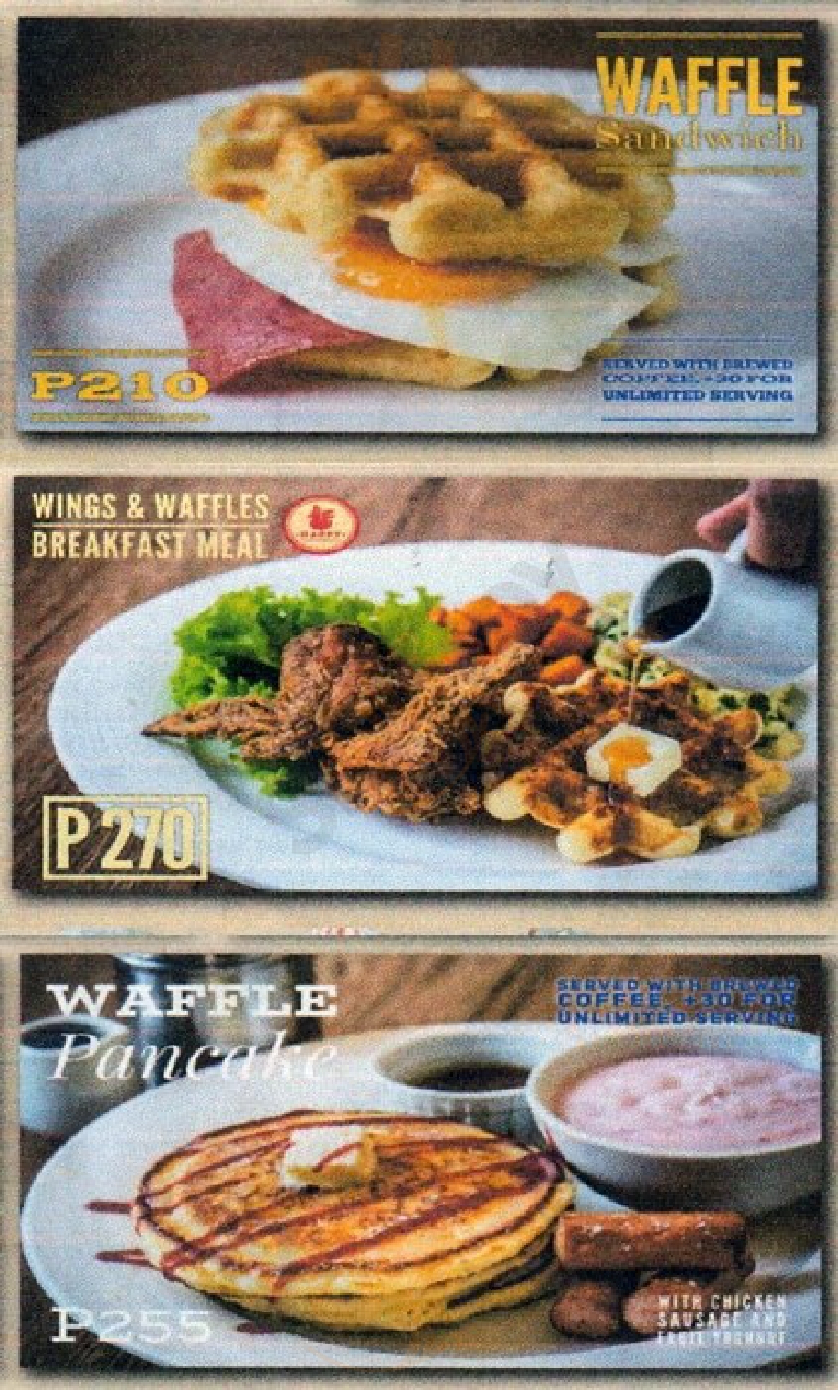 Happy Wings & Waffles menù, Manila Main Menu Sluurpy