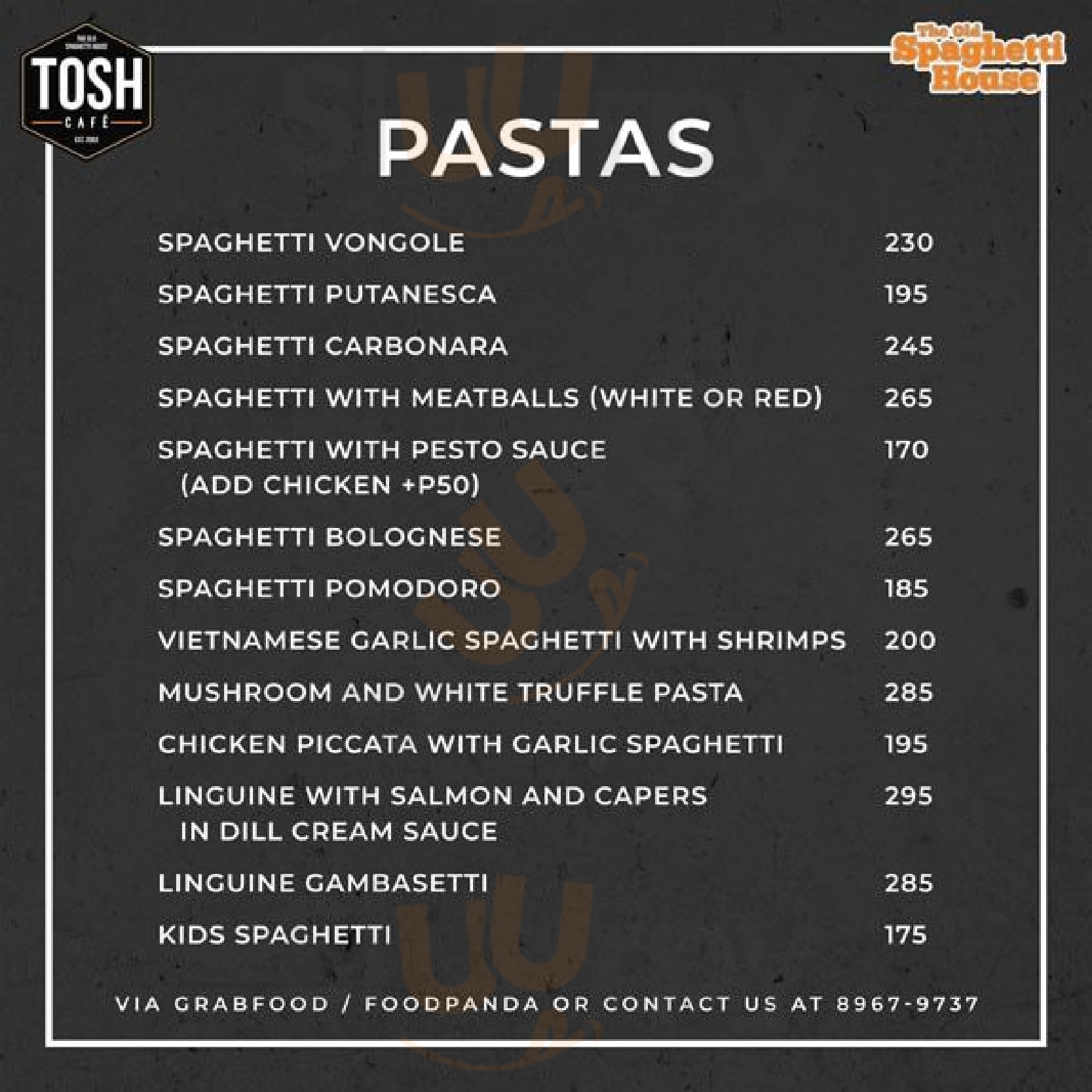 The Old Spaghetti House menù, Quezon City Main Menu Sluurpy