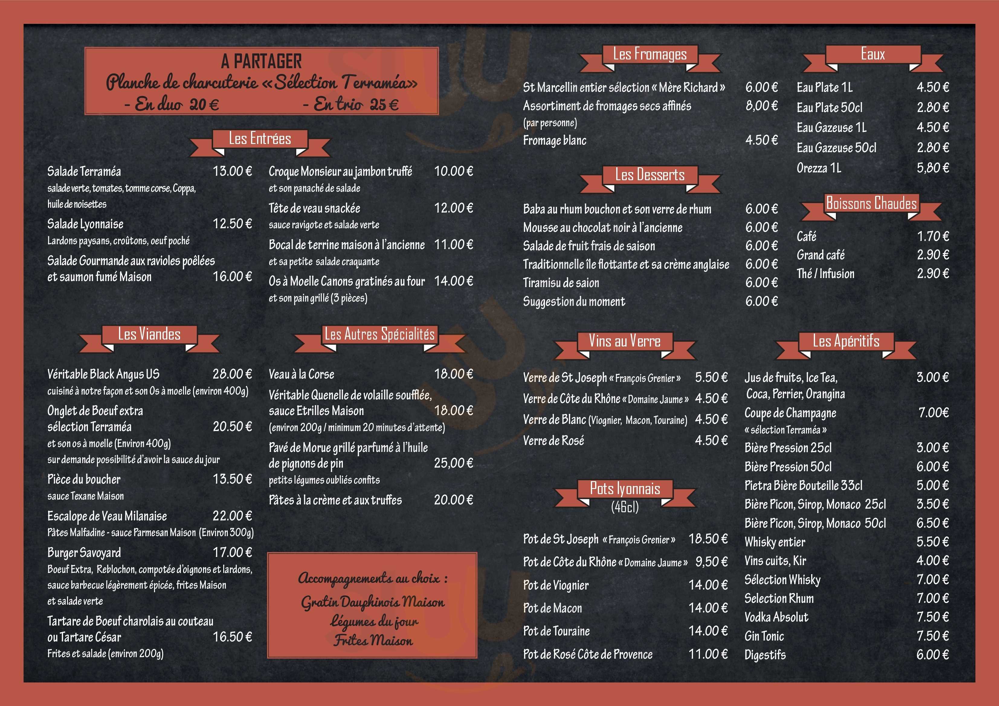 Restaurant Terraméa menù, Chaponnay Main Menu Sluurpy