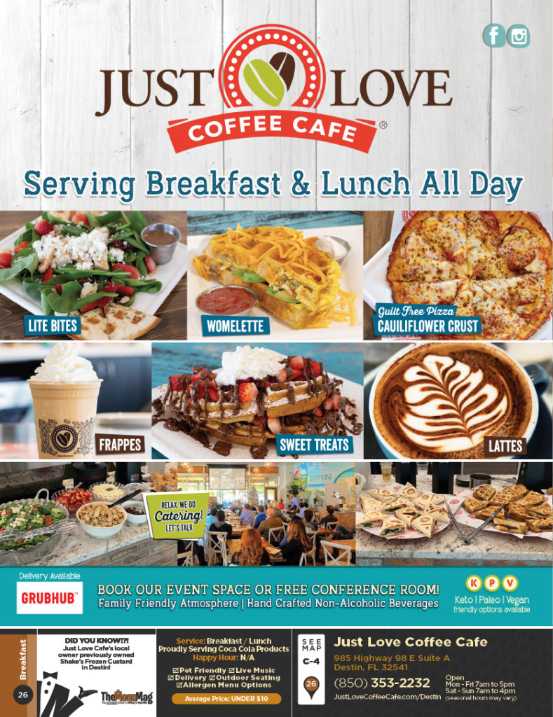 Just Love Coffee Cafe Destin The Menu Mag