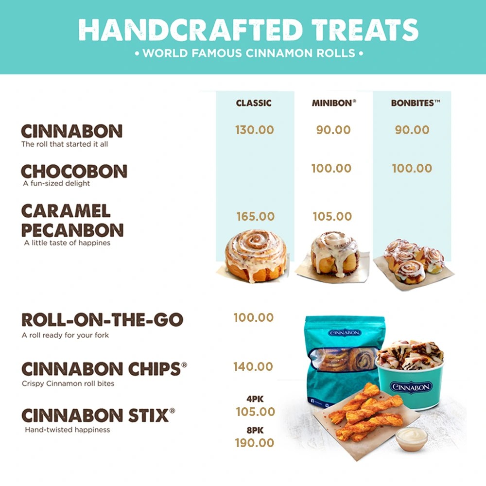 CINNABON MENU PHILIPPINES & UPDATED PRICES 2024