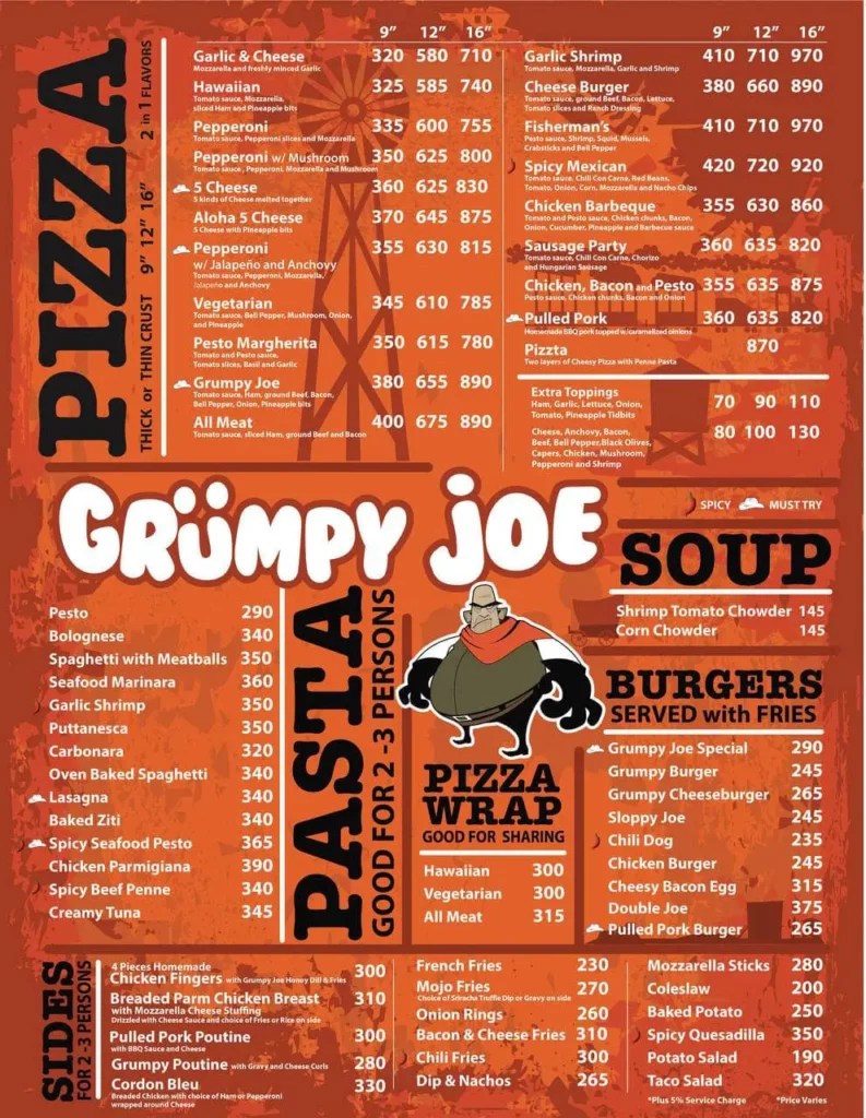 GRUMPY JOE MENU PHILIPPINES & UPDATED PRICES 2024