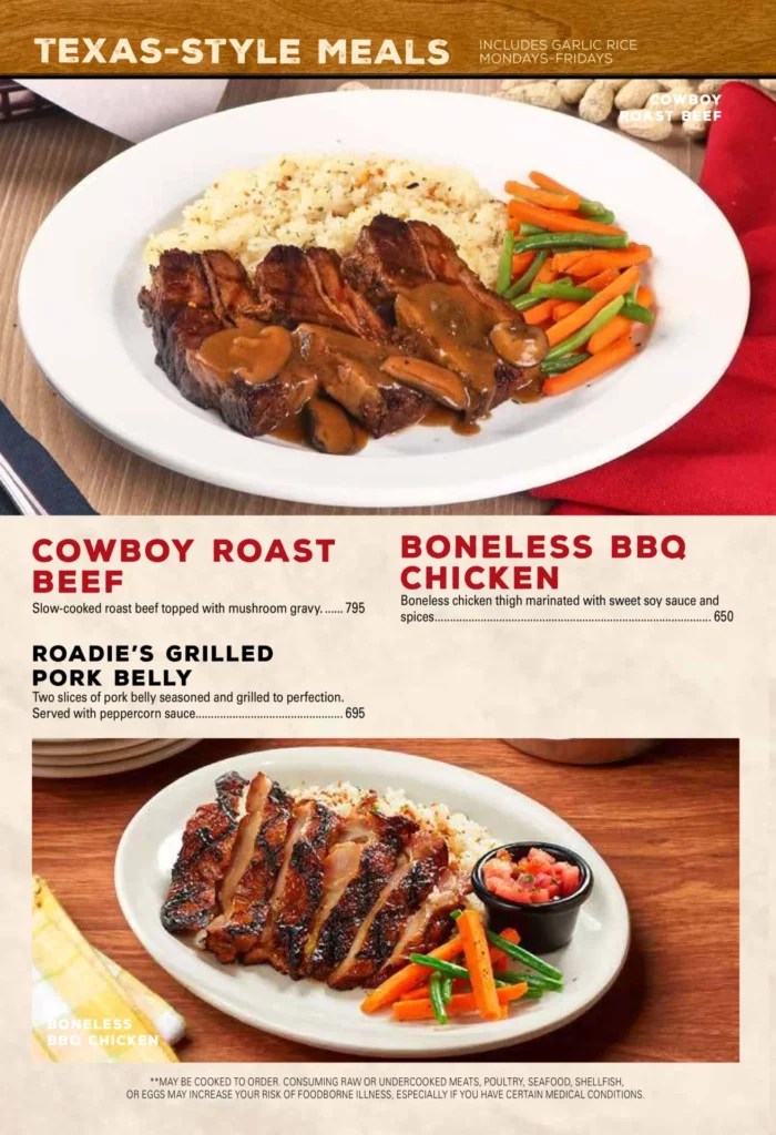 TEXAS ROADHOUSE MENU PHILIPPINES & UPDATED PRICES 2024