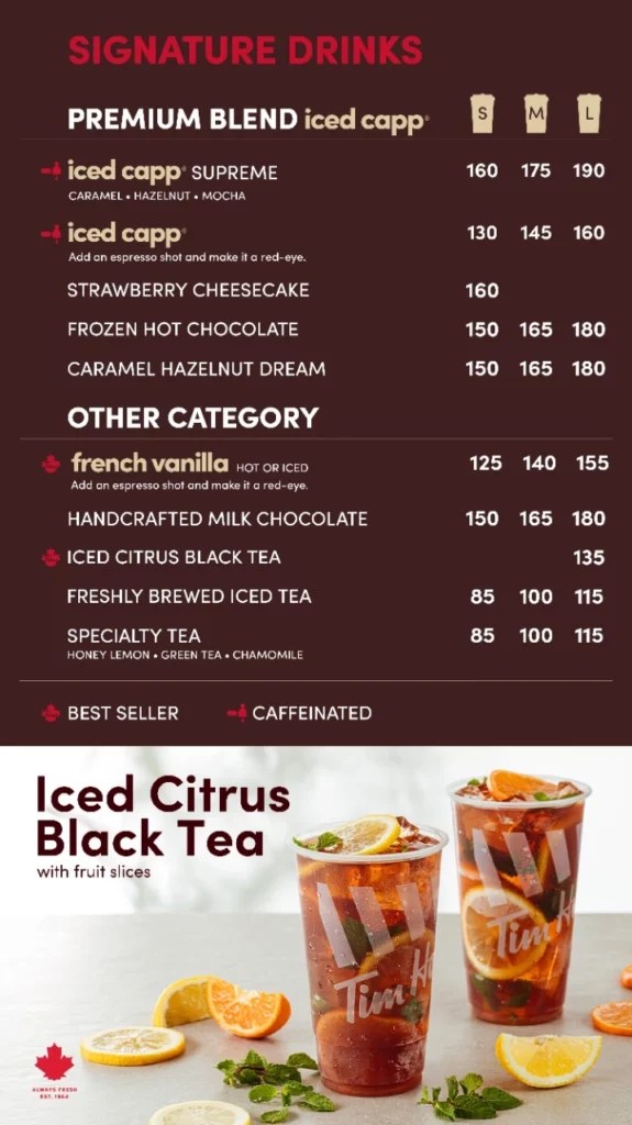 TIM HORTONS MENU PHILIPPINES & UPDATED PRICES 2023