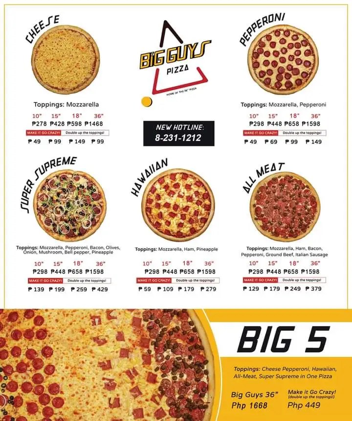 BIG GUYS MENU PHILIPPINES & UPDATED PRICES 2024