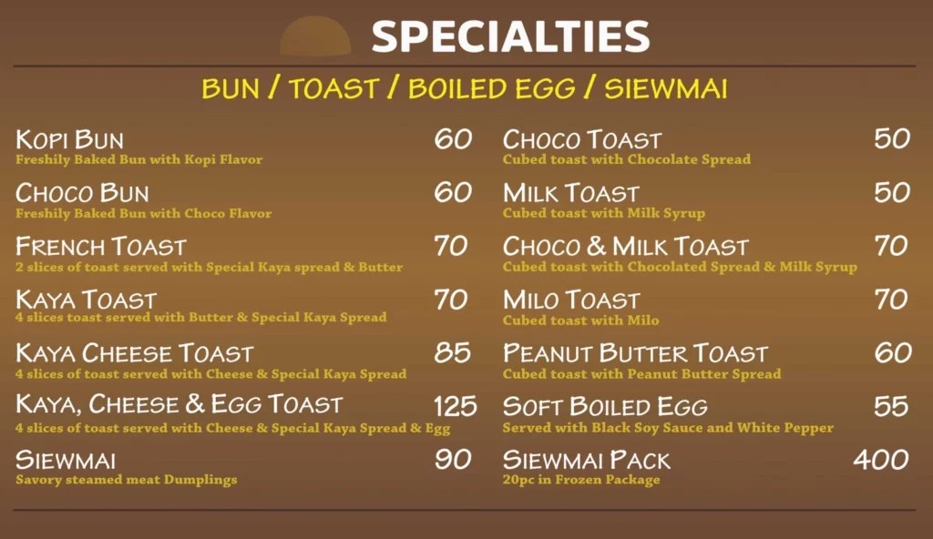 KOPI ROTI MENU PHILIPPINES & UPDATED PRICES 2024