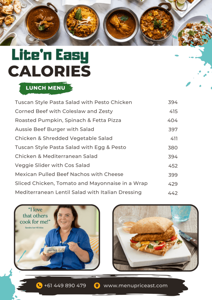 Lite N Easy Menu, Prices and Outlets in Australia 2024