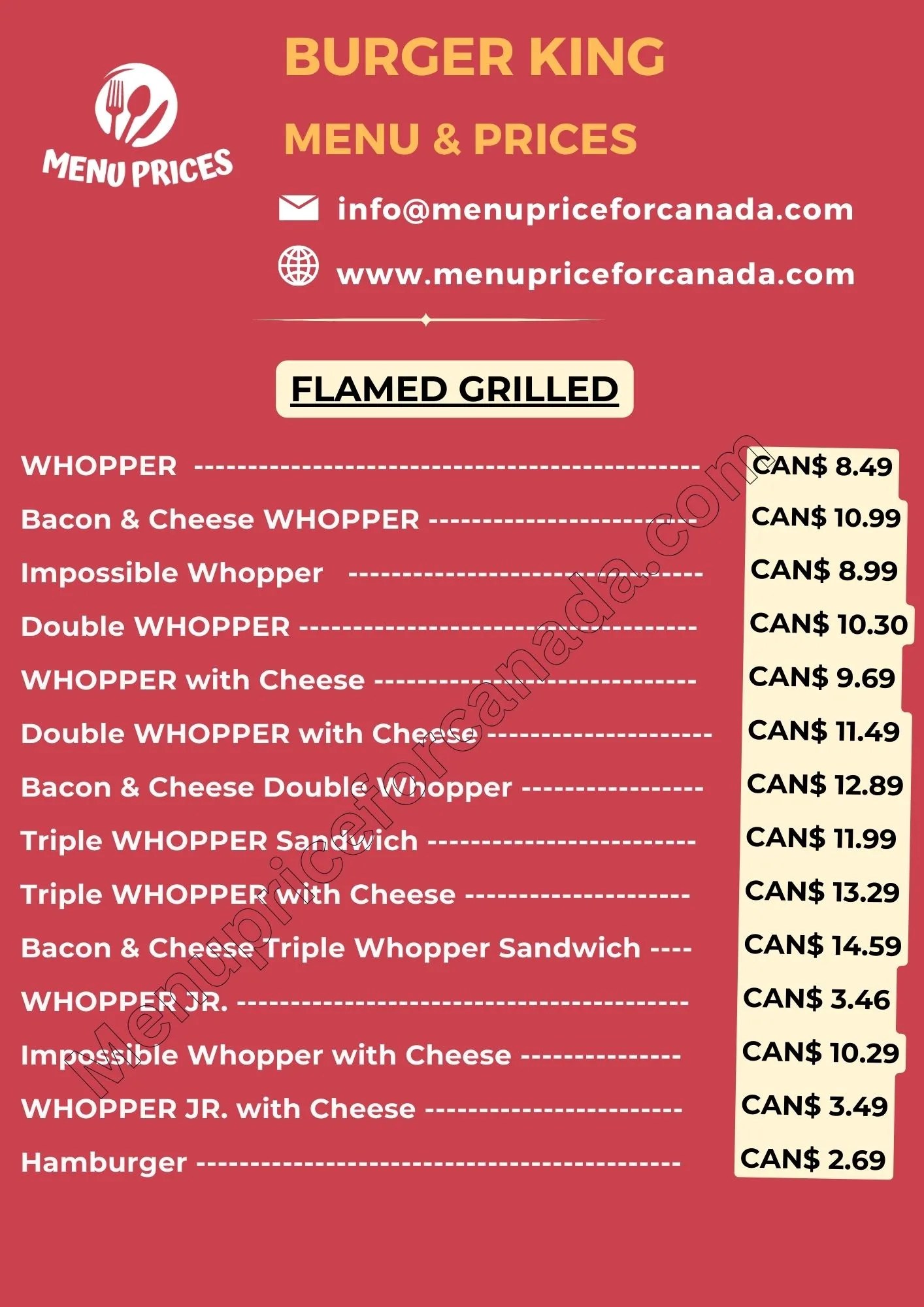 Burger King Menu & Prices in Canada 2024 Menu Price for Canada