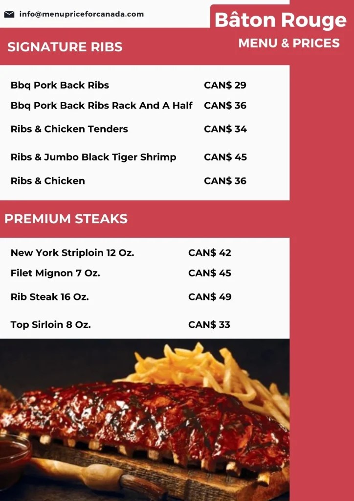 Bâton rouge menu Bâton rouge menu Prices Canada 2024