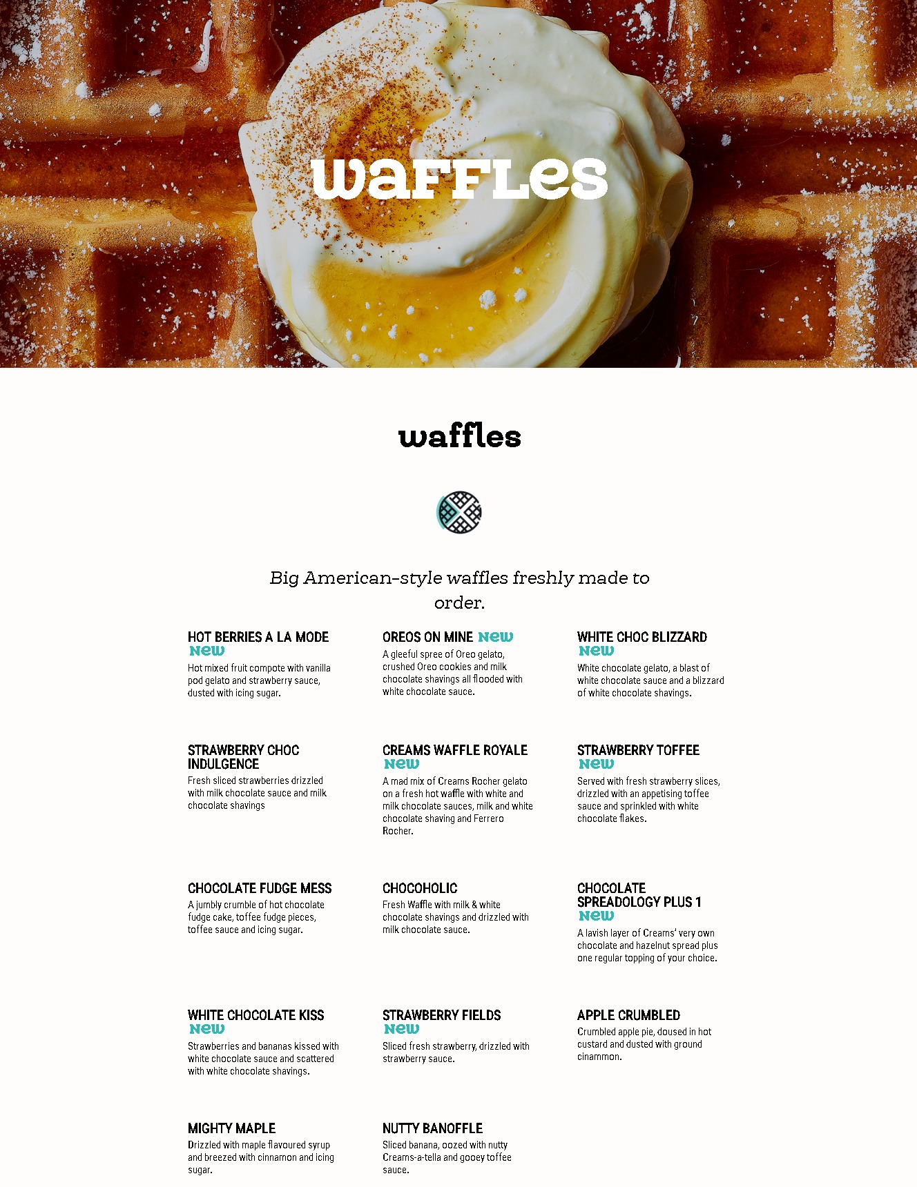 Creams UK Menu Prices