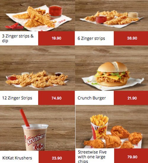 KFC ZA Menu Prices
