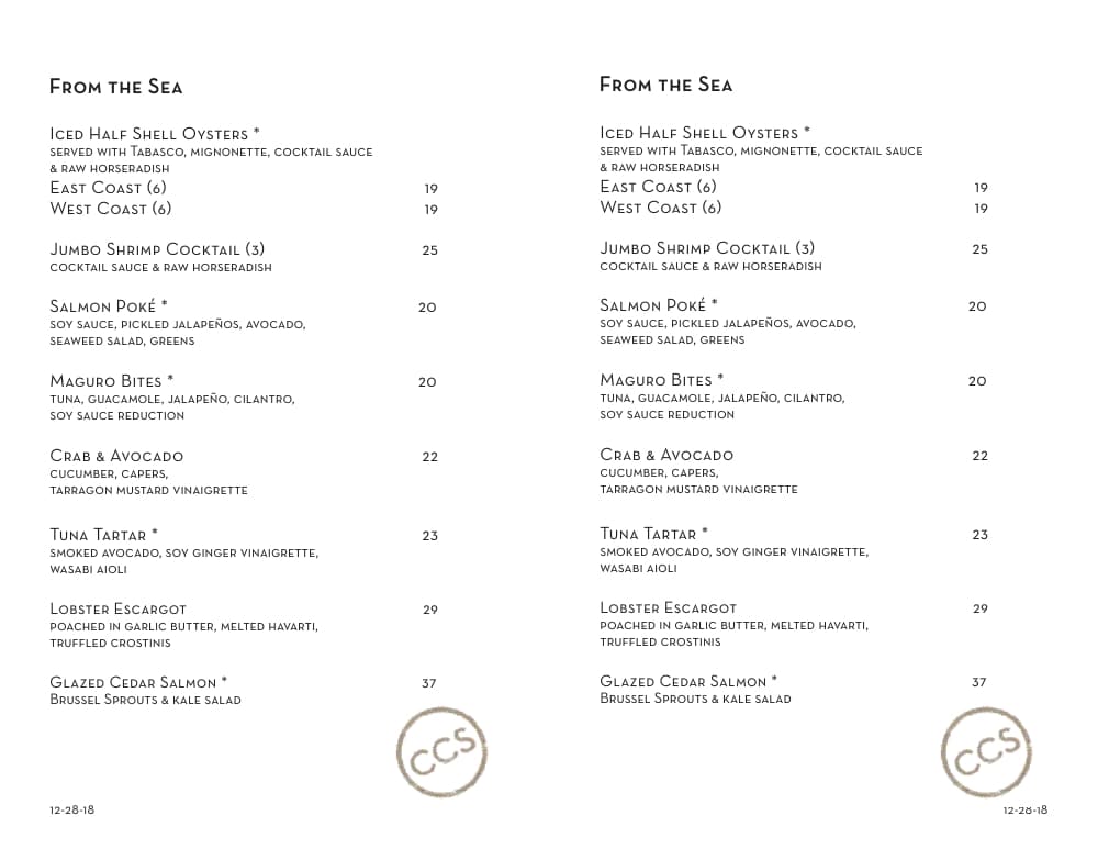 Chicago Cut Menu Prices