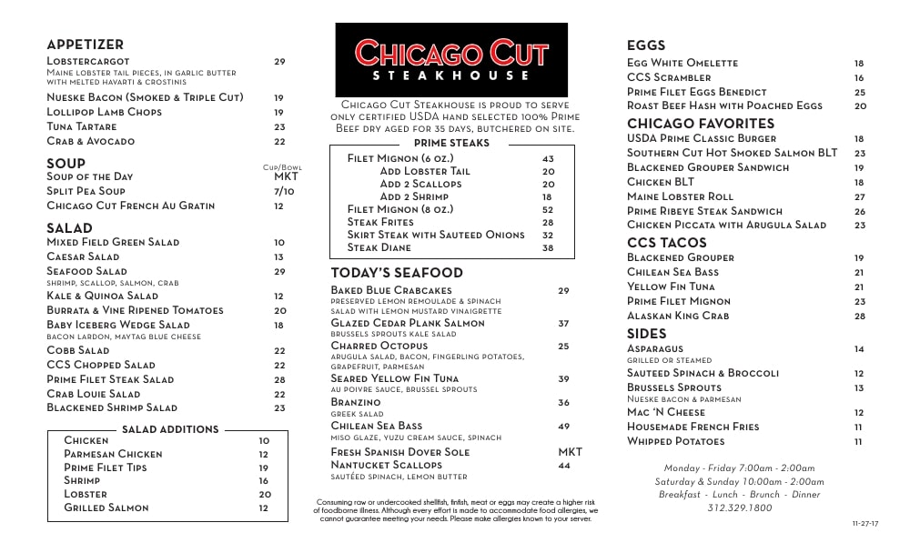 Chicago Cut Menu Prices