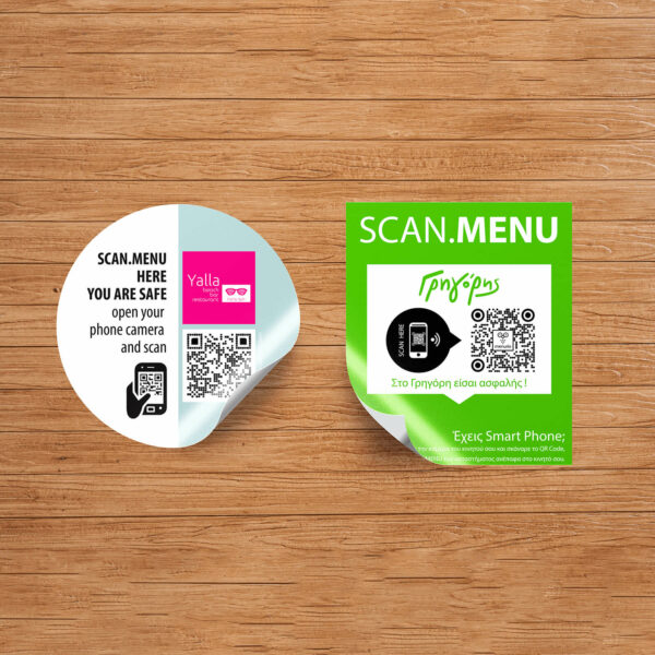 100pcs Pack Water Resistant Table Stickers (QRCode) Menurio Digital Menu