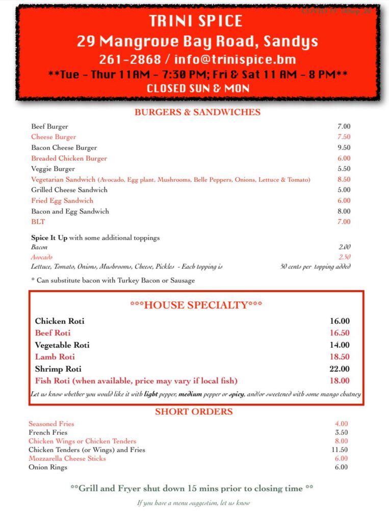 Trini Spice Menus.bm