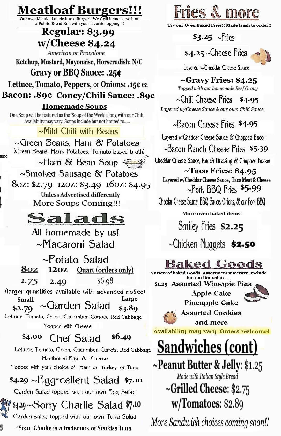 Send your menu files and any questions to