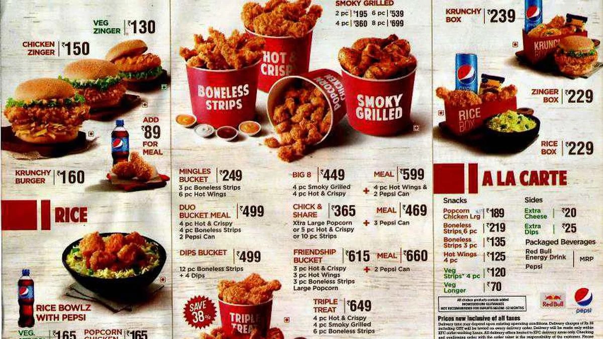 KFC Menu With Updated Prices in South Africa 2024