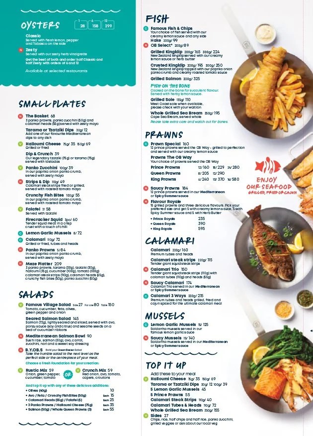 Ocean Basket Menu With Updated Prices in South Africa 2024