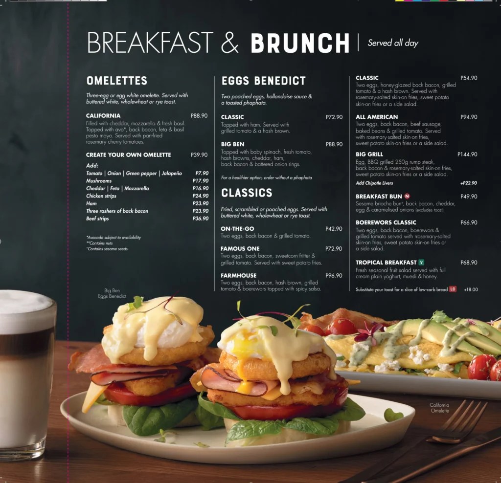 Mugg And Bean Menu With Updated Prices in South Africa 2024