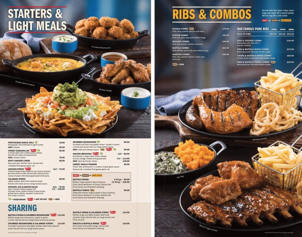 Topeka Spur Steak Ranch Menu With Updated Prices in South Africa 2024