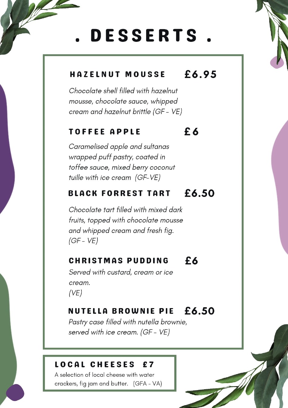 The Fig Malvern Malvern's full menu online
