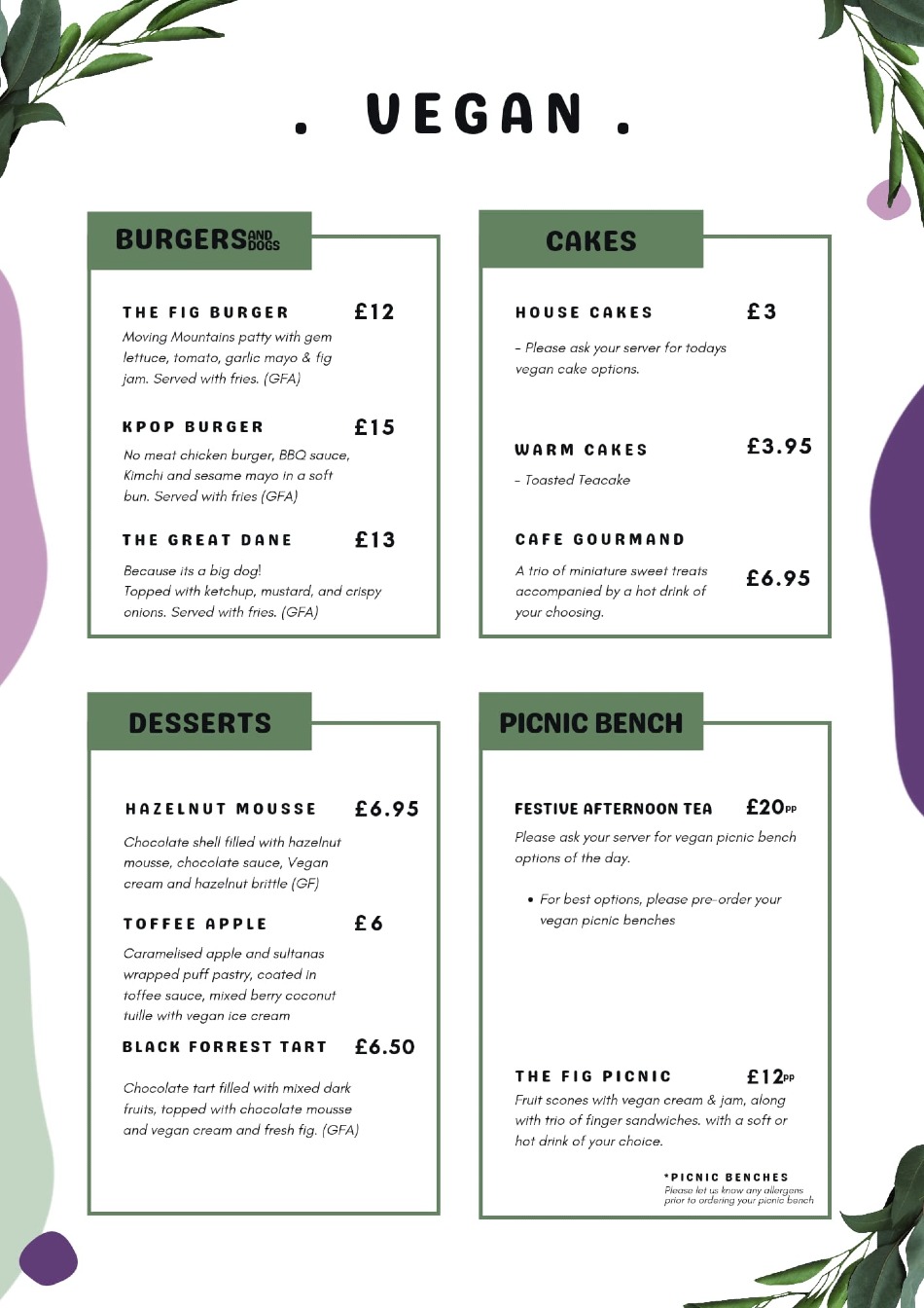 The Fig Malvern Malvern's full menu online