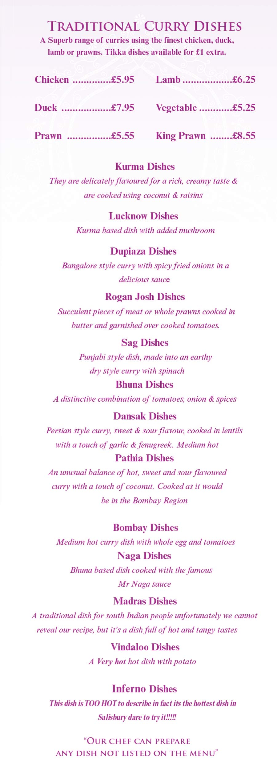 Chutneys Indian Takeaway Salisbury Full Menu Online