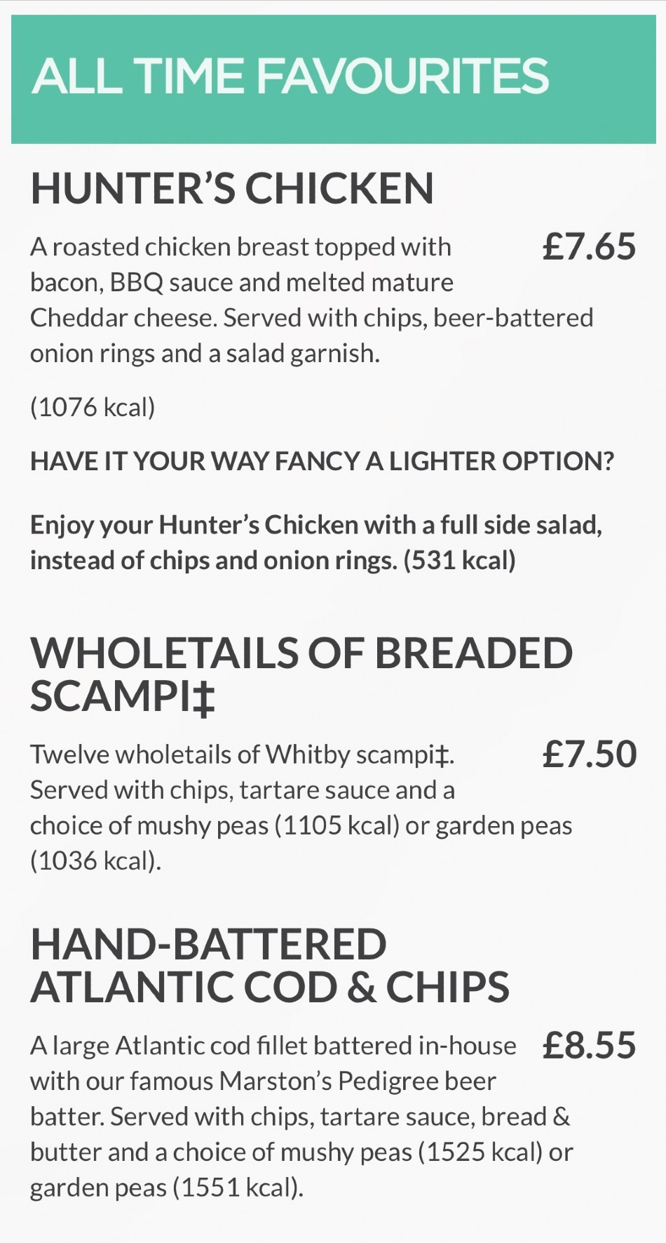 The Milestone Willenhall's full menu online